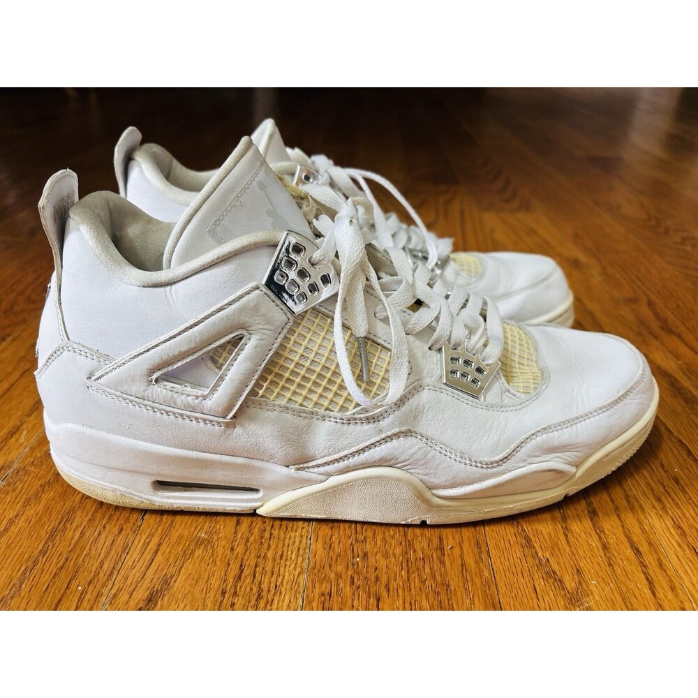 Air Jordan 4 Retro Pure Money 2017 Sz 14 White Silver  308497-100 RESTORE REPAIR